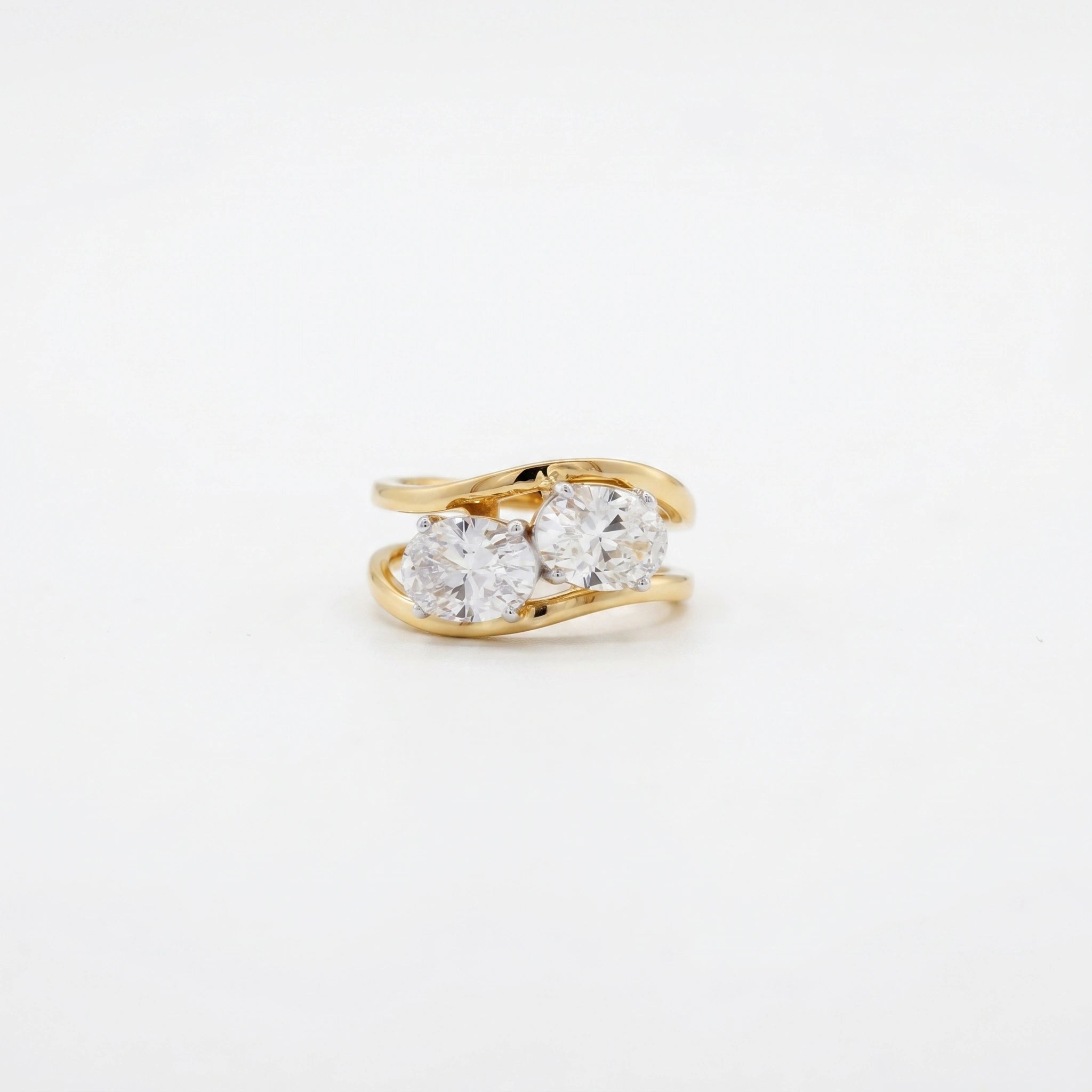 Gold Twin Solitaire Bypass Ring