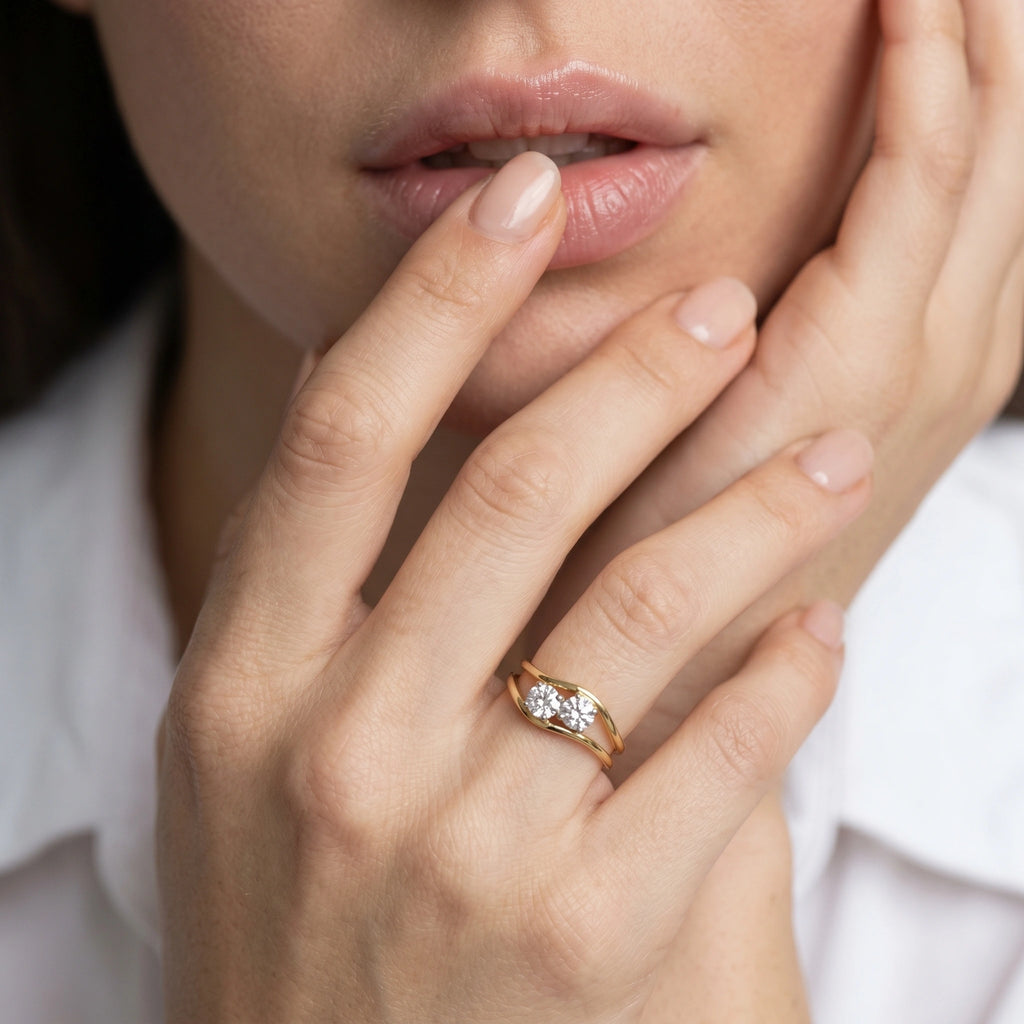 Gold Twin Solitaire Bypass Ring