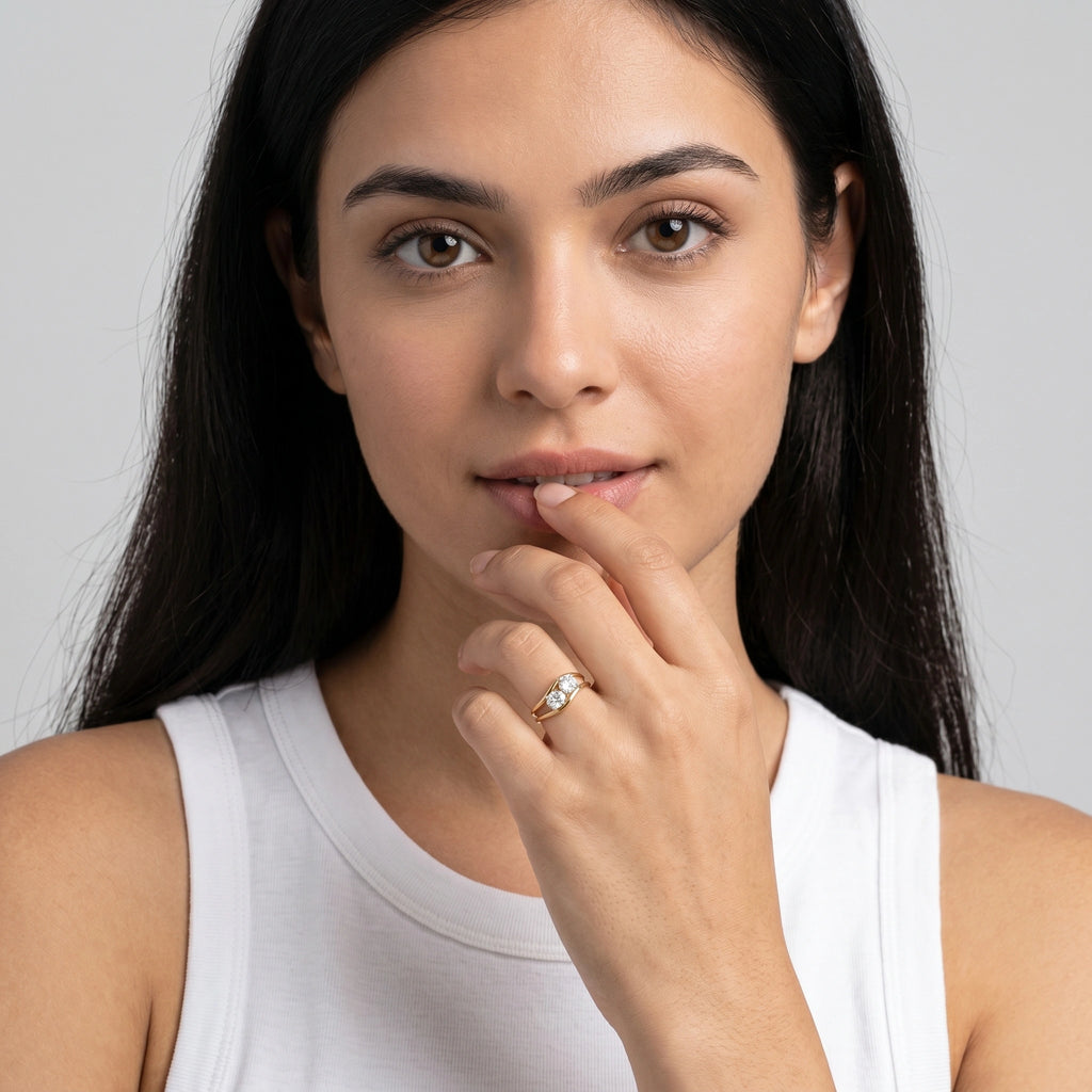 Gold Twin Solitaire Bypass Ring
