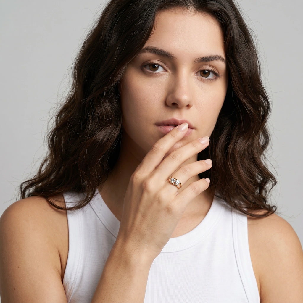 Gold Twin Solitaire Bypass Ring