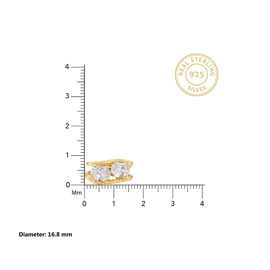 Gold Twin Solitaire Bypass Ring