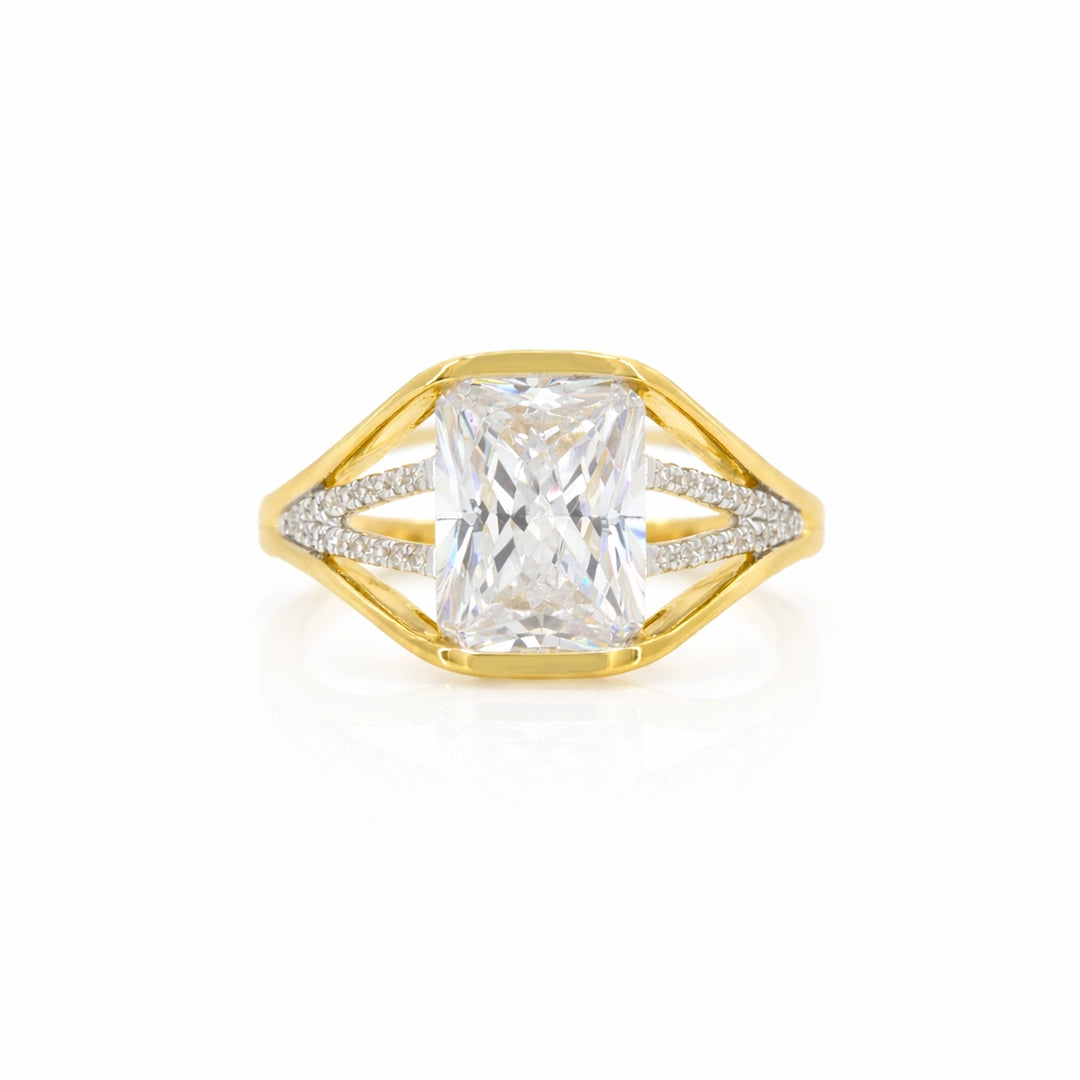 Gold Radiant Frame Split Ring