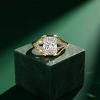 Gold Radiant Frame Split Ring