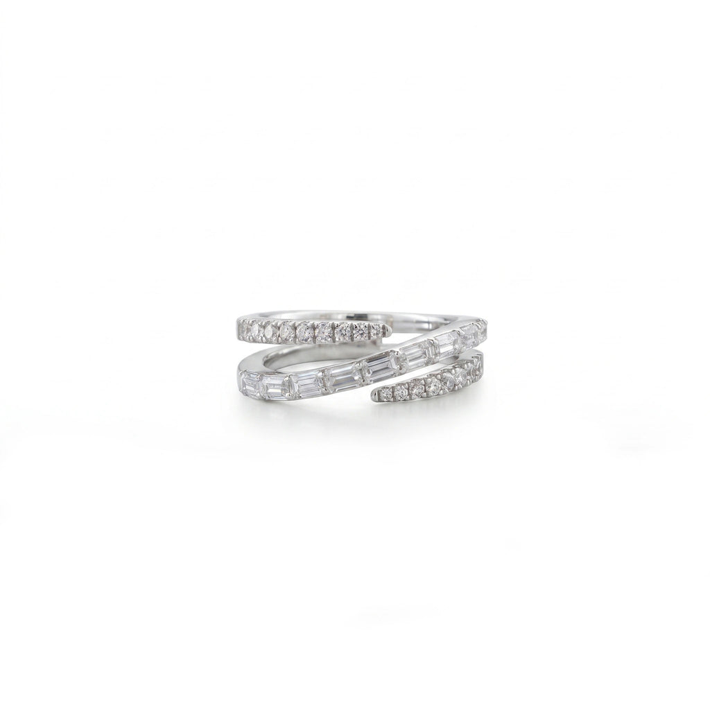 Silver Triple Wrap Baguette Coil Ring