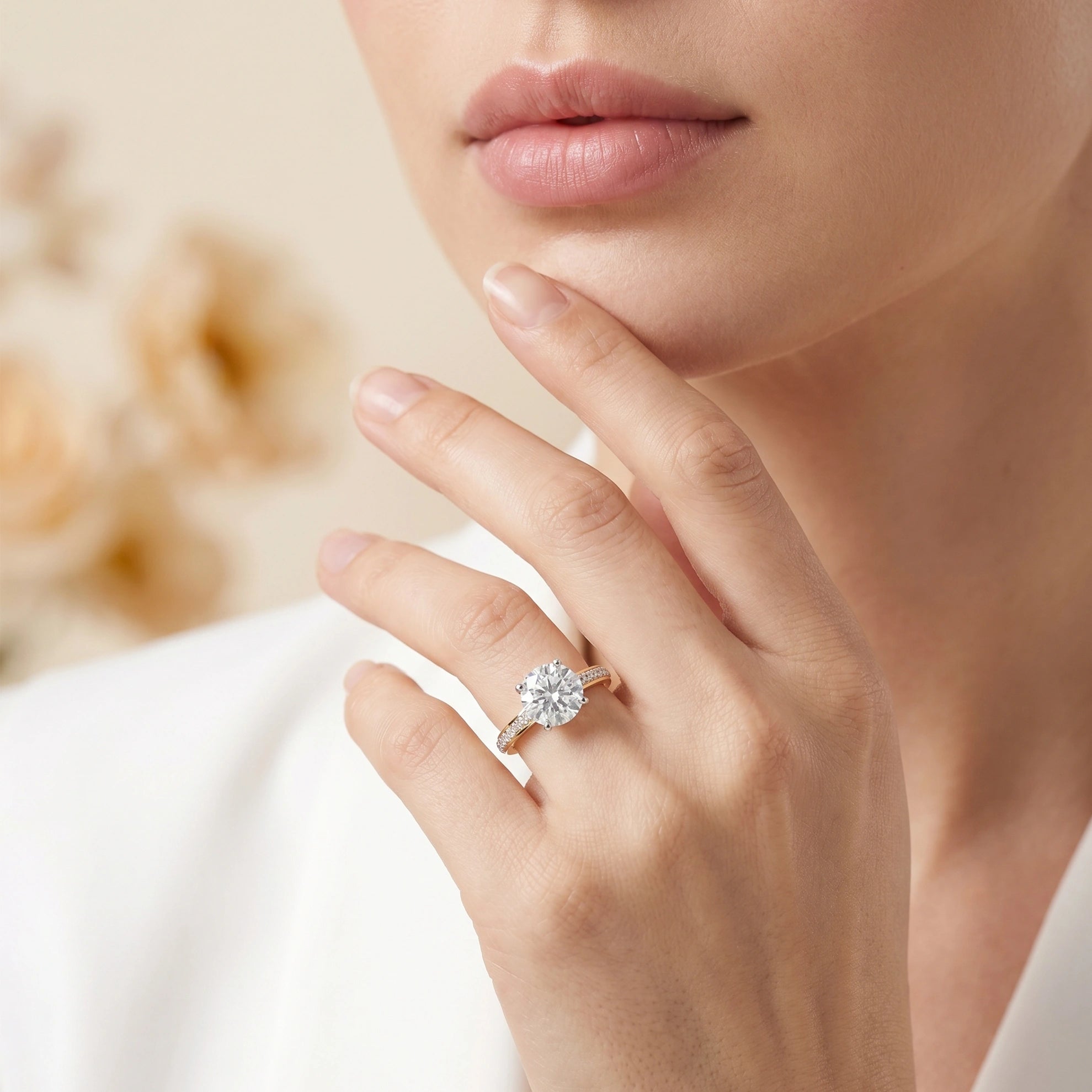 Gold Crown Set Solitaire Ring