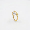 Gold Pear Wrap Solitaire Ring