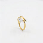 Gold Pear Wrap Solitaire Ring