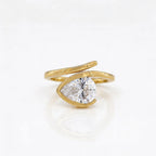 Gold Pear Wrap Solitaire Ring