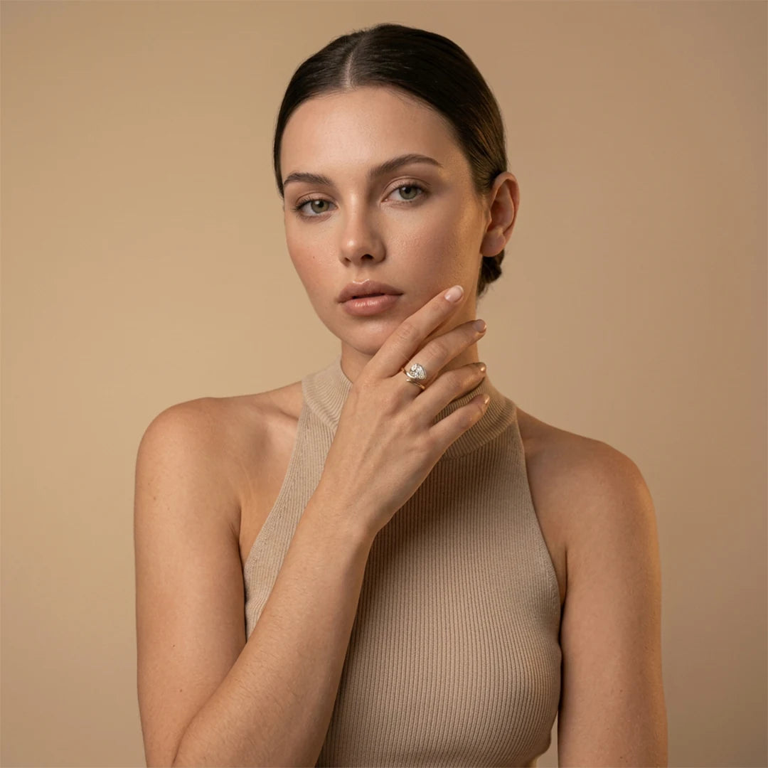 Gold Pear Wrap Solitaire Ring