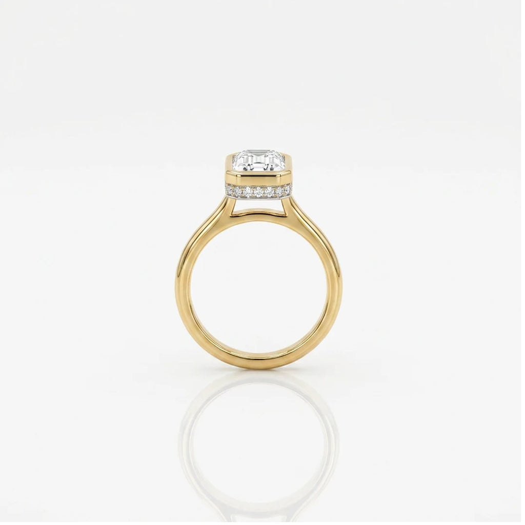 Gold Emerald Cut Bezel Ring