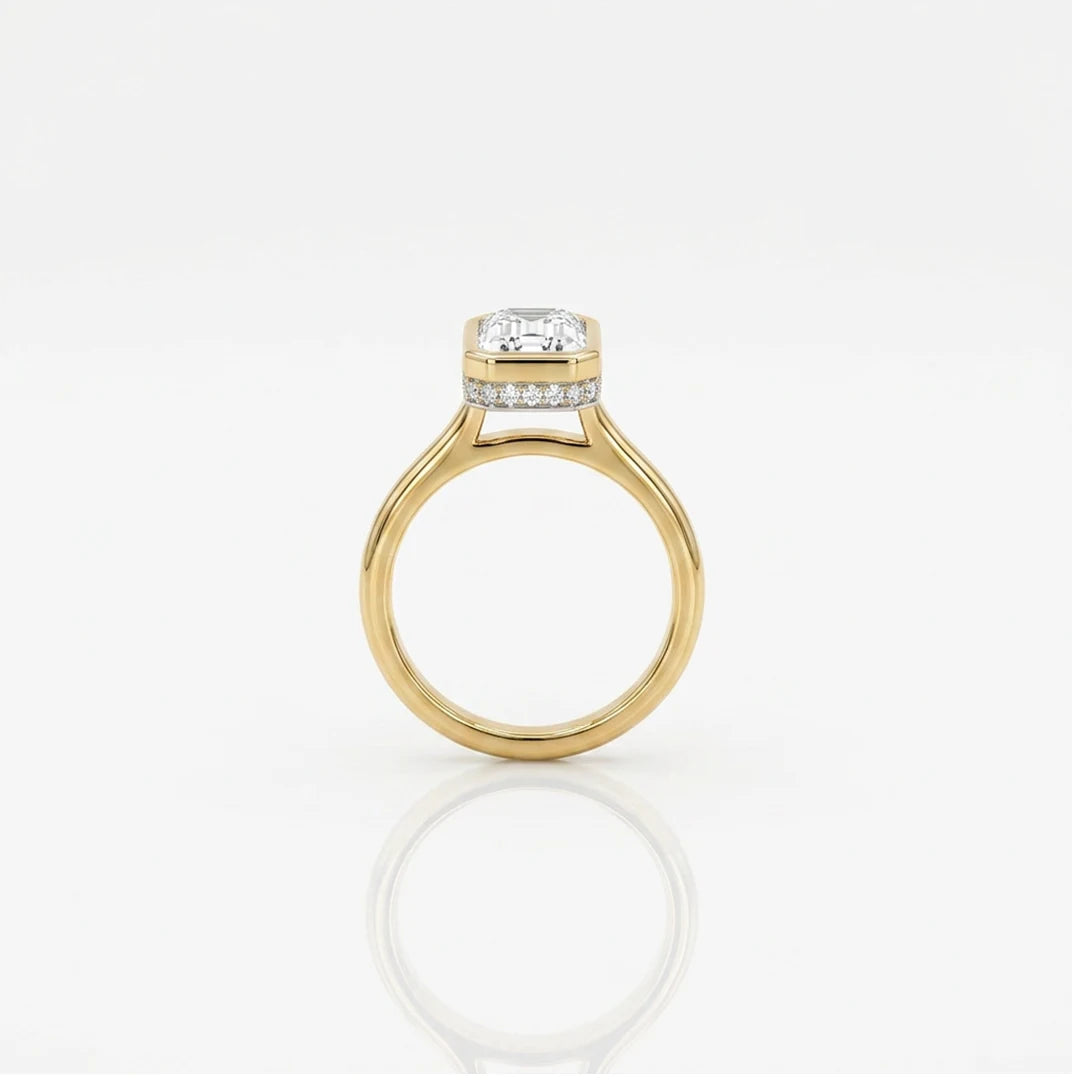 Gold Emerald Cut Bezel Ring
