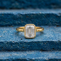 Gold Emerald Cut Bezel Ring