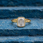 Gold Emerald Cut Bezel Ring