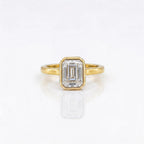 Gold Emerald Cut Bezel Ring