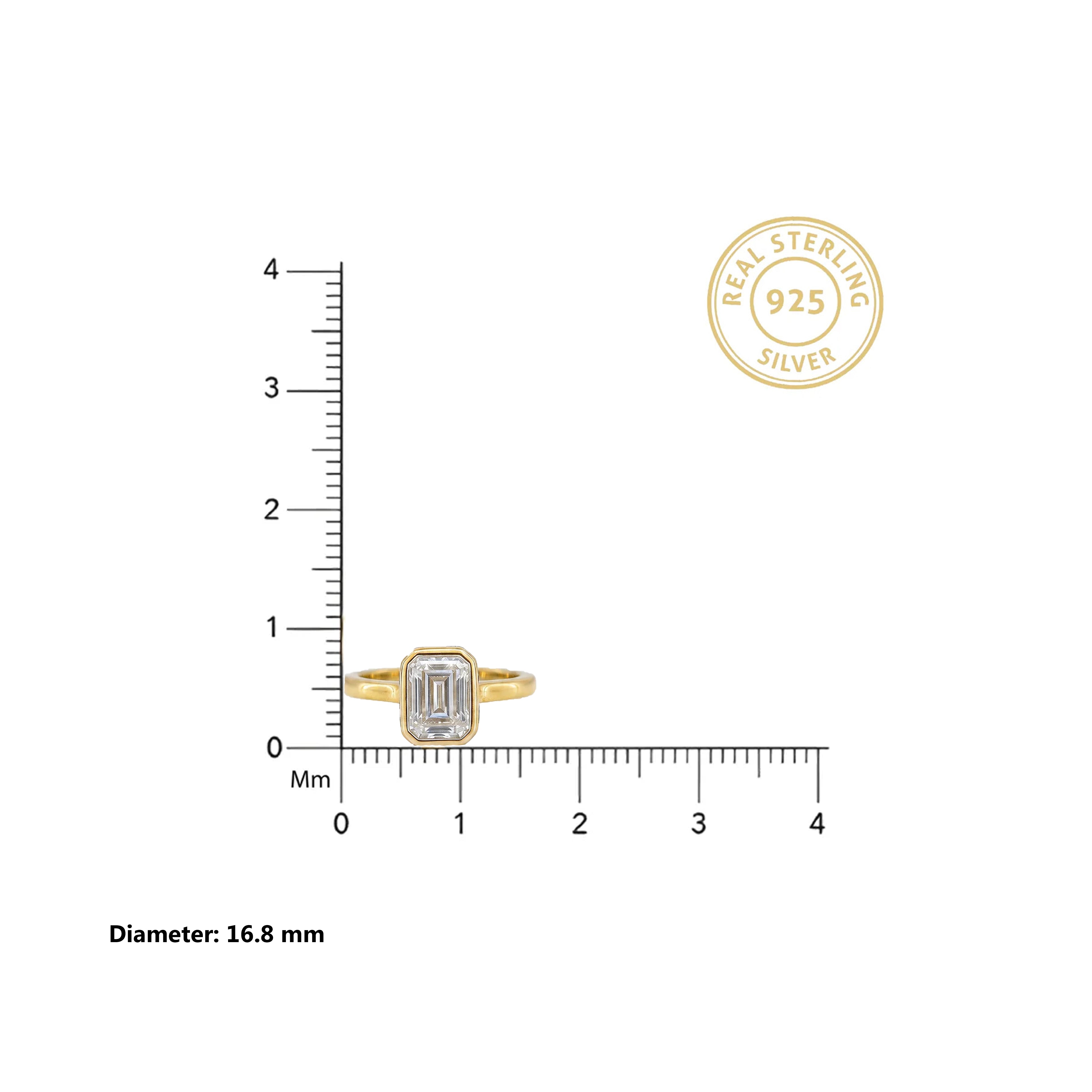 Gold Emerald Cut Bezel Ring