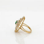 Gold Green Oval Floral Halo Ring
