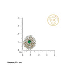 Gold Green Oval Floral Halo Ring