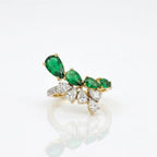 Gold Asymmetric Leaf Cluster Ring