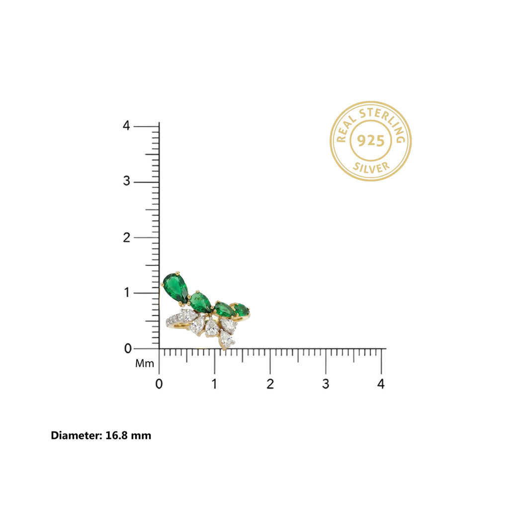 Gold Asymmetric Leaf Cluster Ring