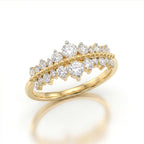Gold Dual Row Cluster Ring