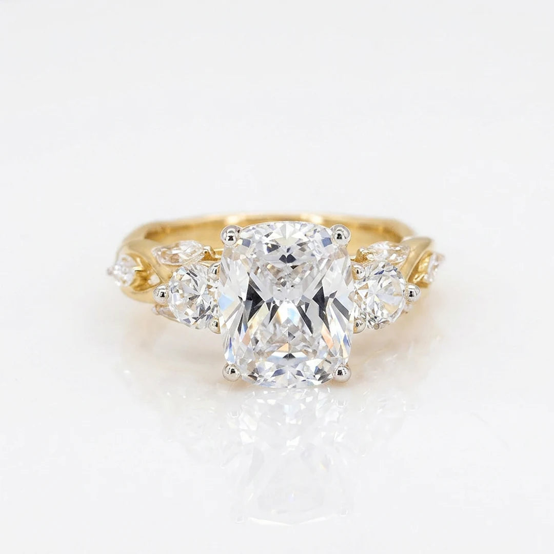Gold Radiant Leaf Cluster Ring