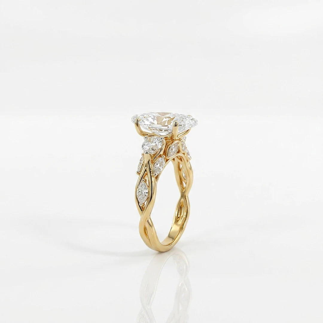 Gold Marquise Crown Trio Ring