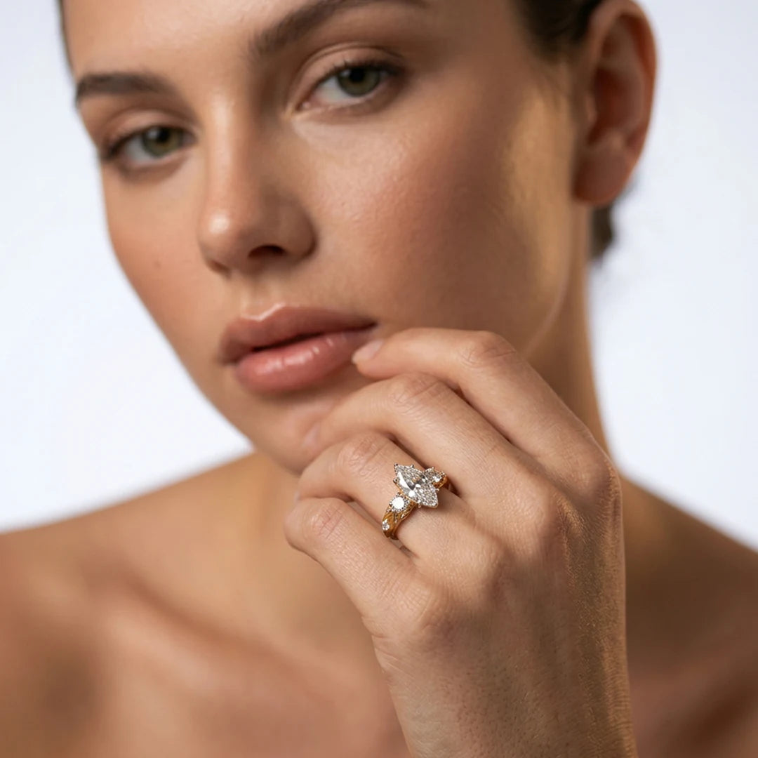 Gold Marquise Crown Trio Ring