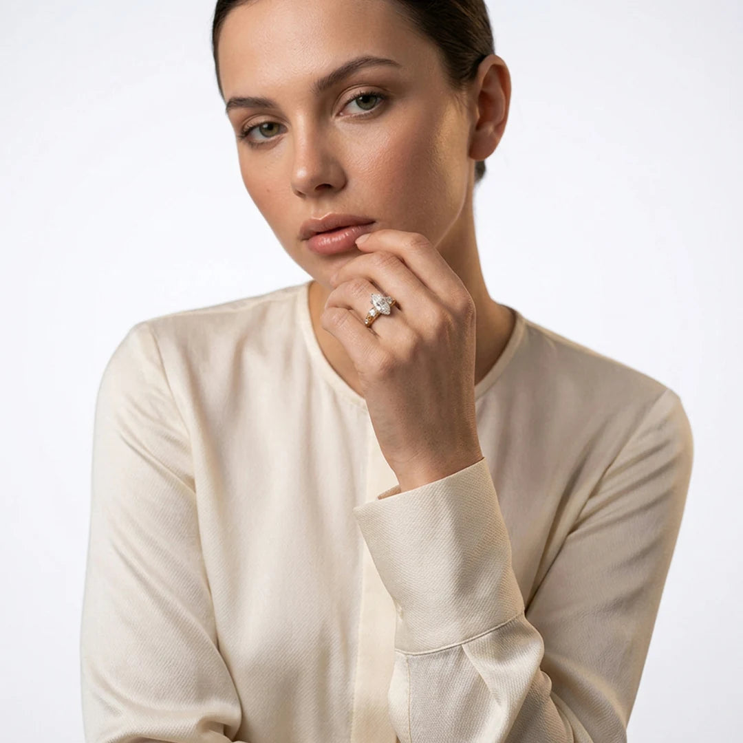 Gold Marquise Crown Trio Ring