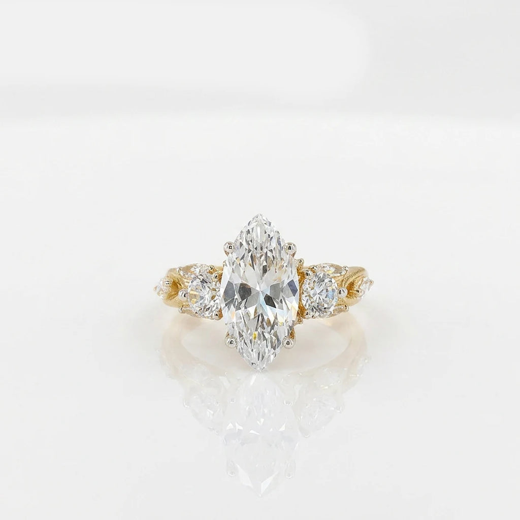 Gold Marquise Crown Trio Ring