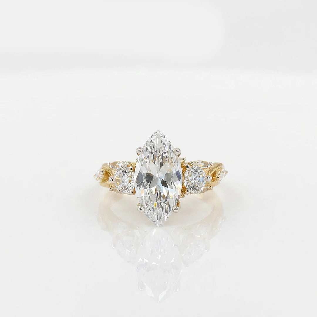 Gold Marquise Crown Trio Ring