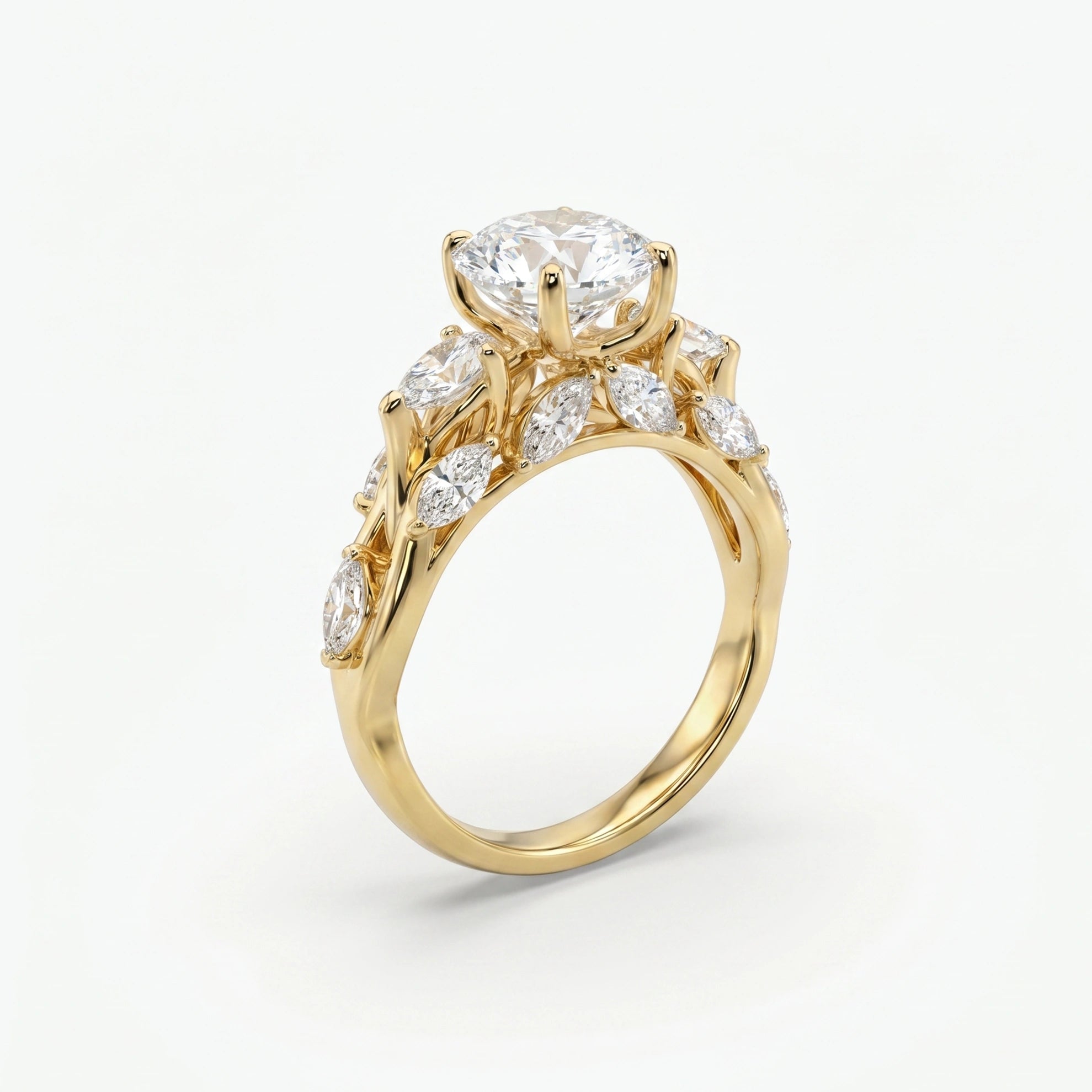 Gold Pear Cluster Bloom Ring