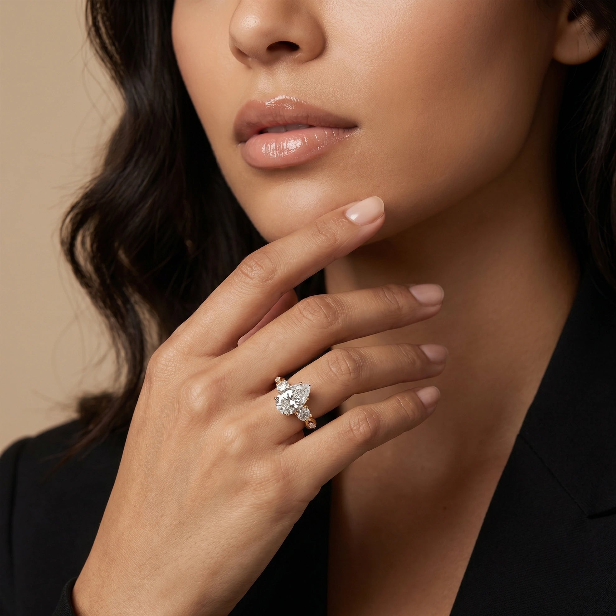 Gold Pear Cluster Bloom Ring