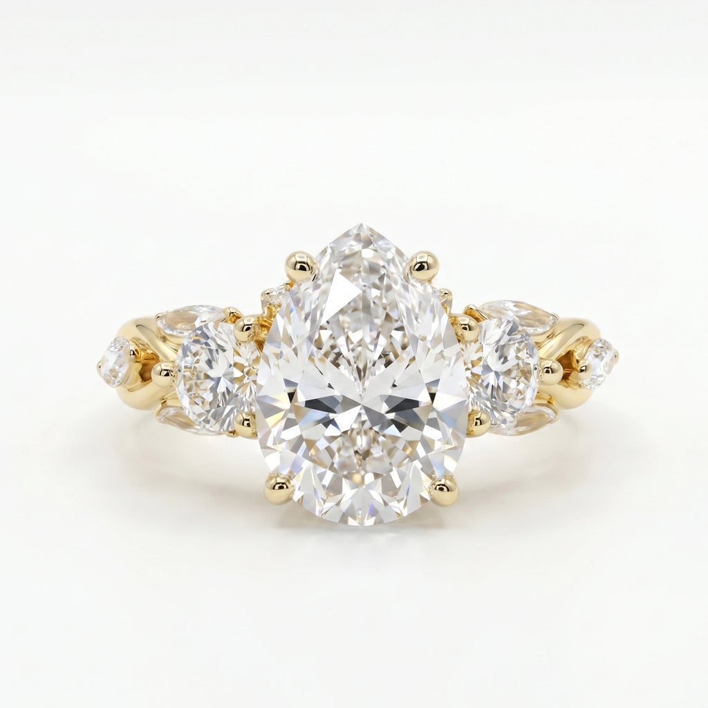 Gold Pear Cluster Bloom Ring