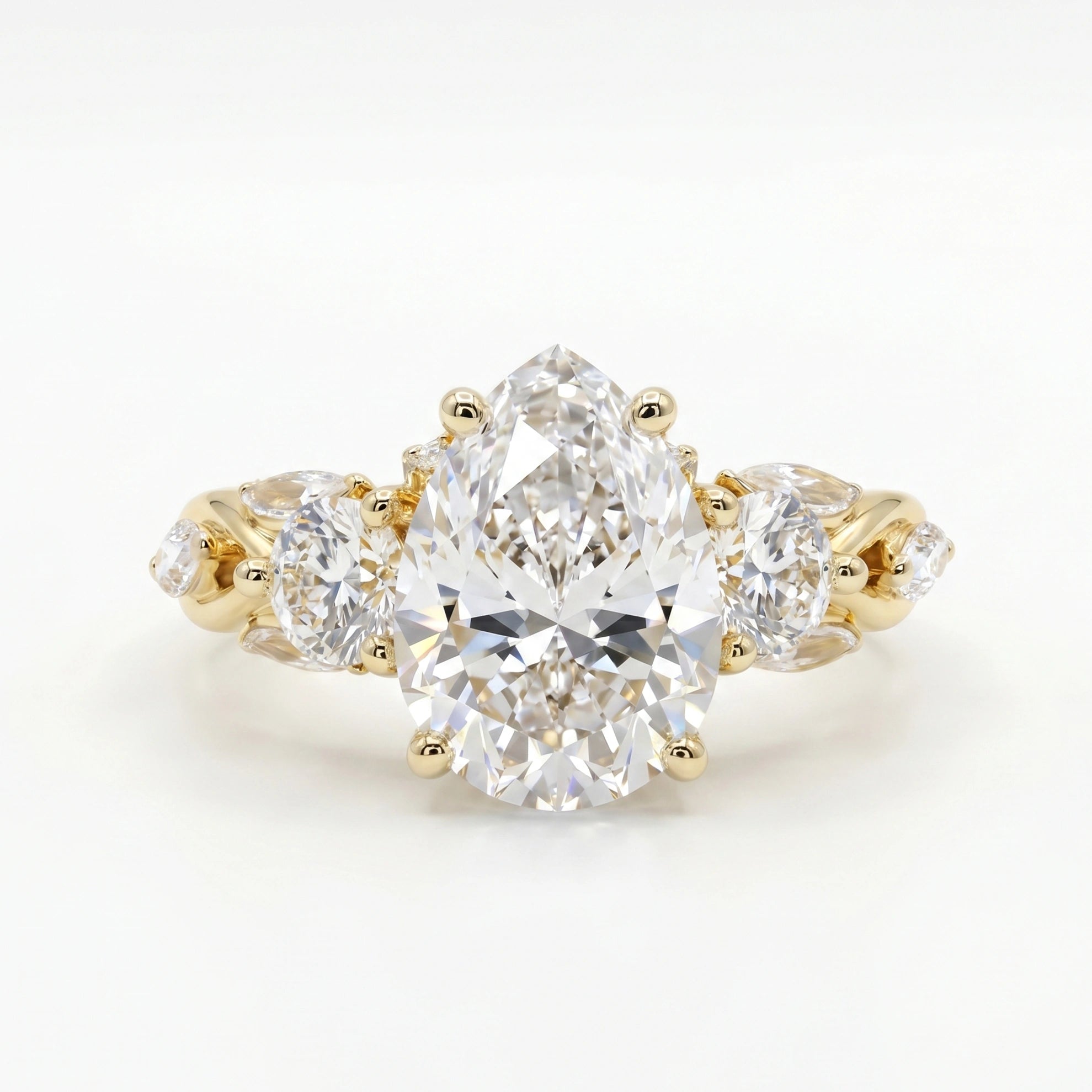 Gold Pear Cluster Bloom Ring