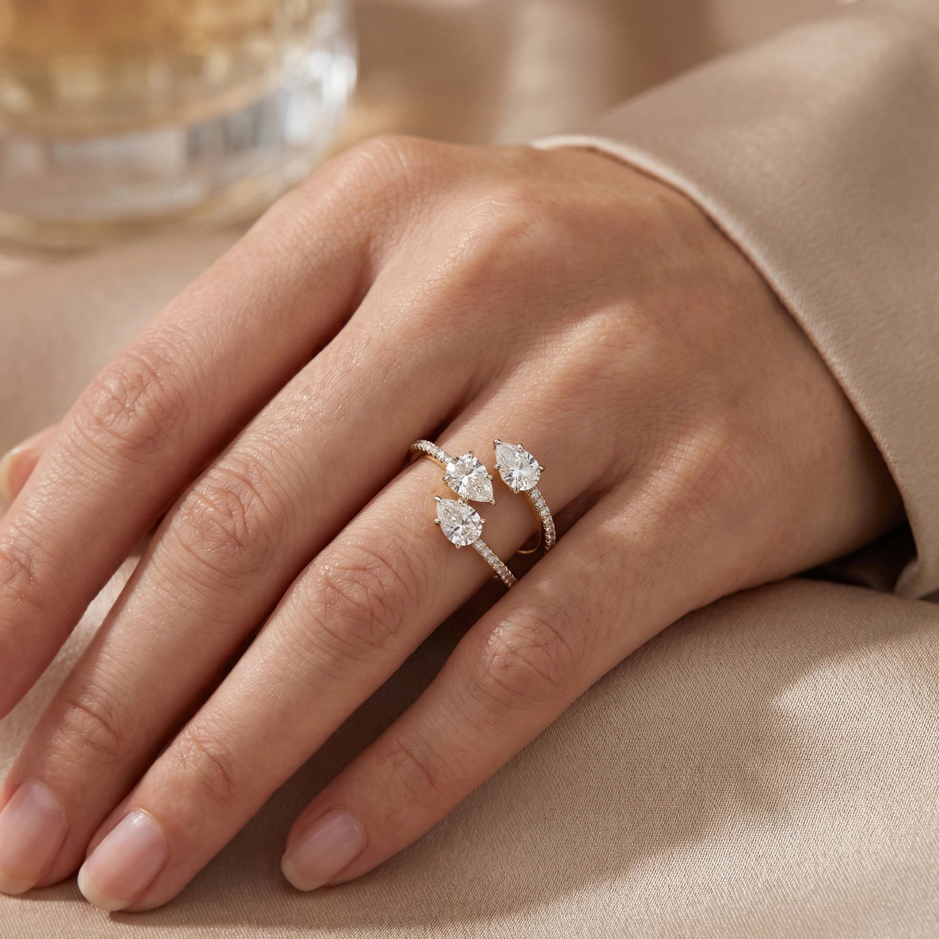Gold Triple Pear Wrap Ring