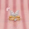 Gold Butterfly Bypass Marquise Ring