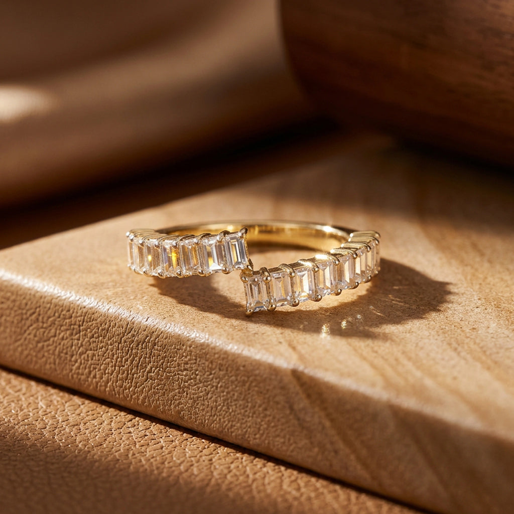 Gold Baguette Open Wrap Ring