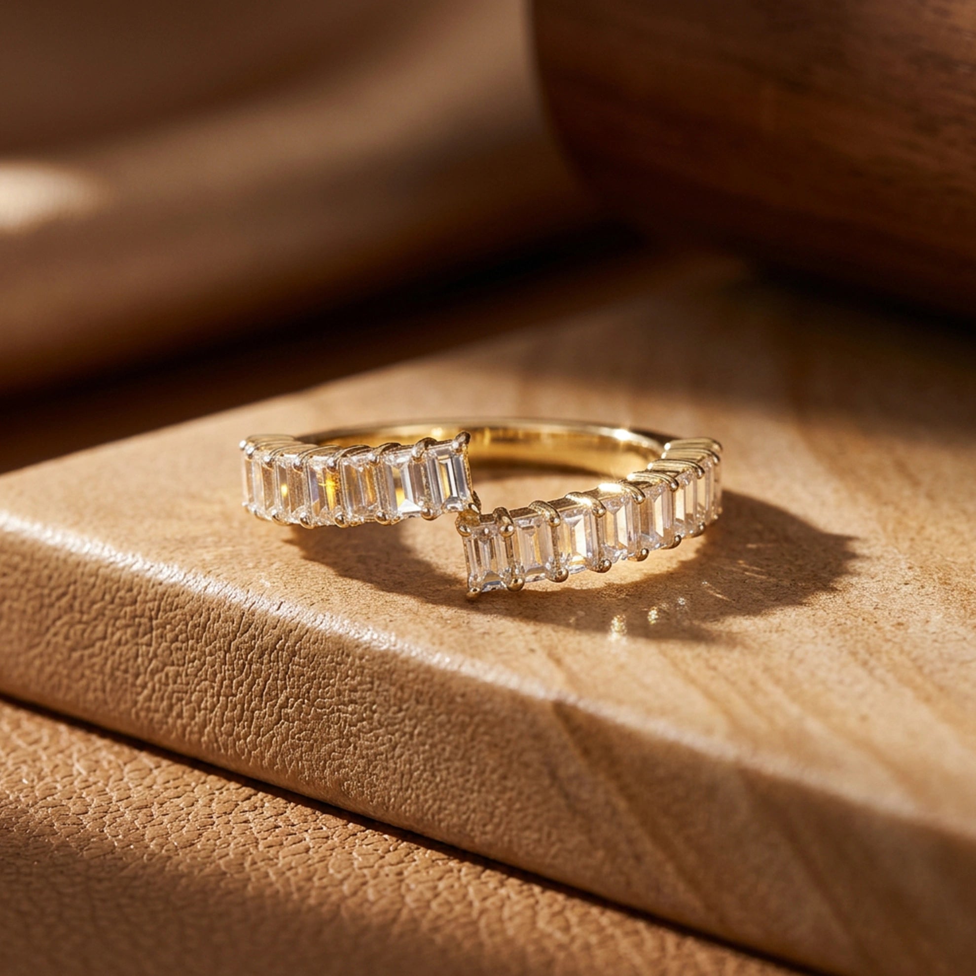 Gold Baguette Open Wrap Ring