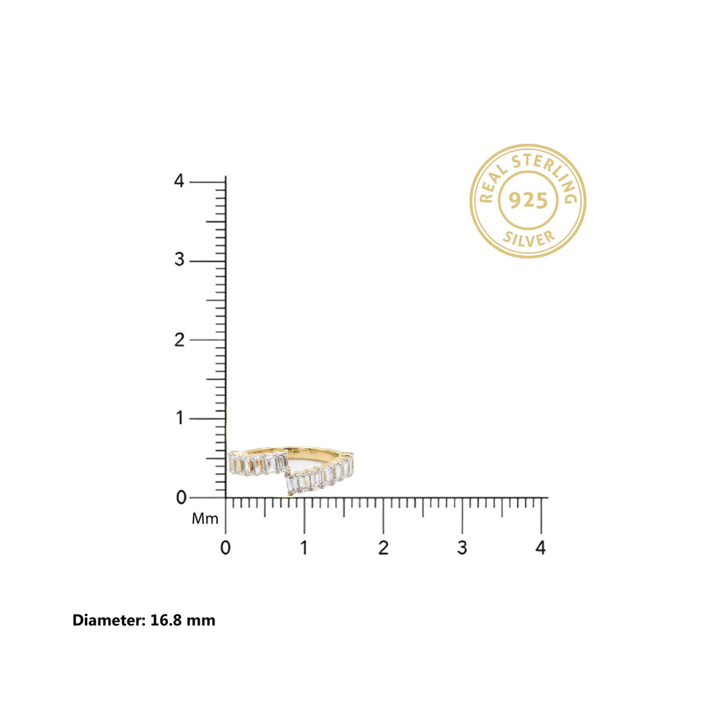 Gold Baguette Open Wrap Ring