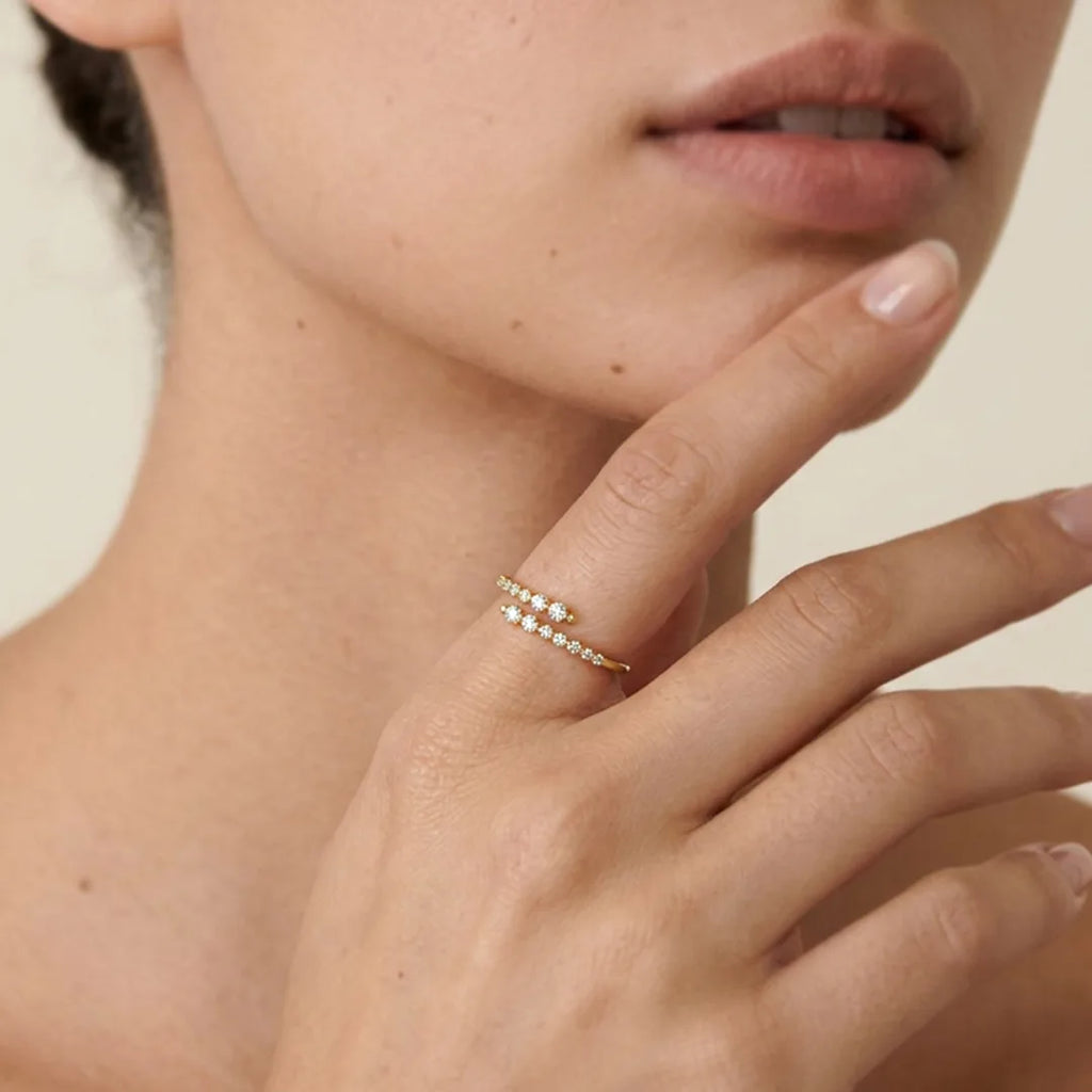 Gold Cascading Halo Ring