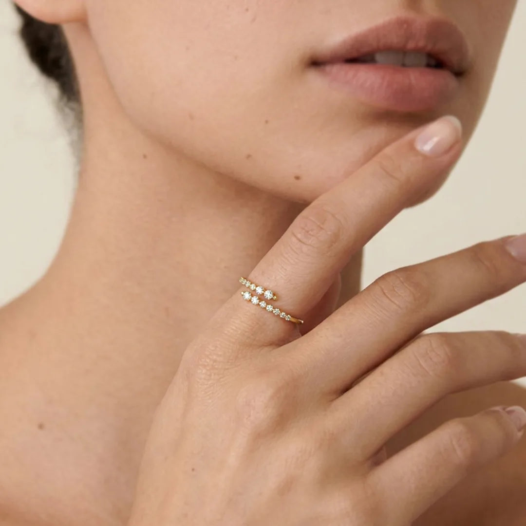 Gold Cascading Halo Ring