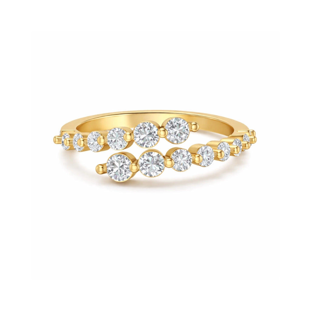 Gold Cascading Halo Ring