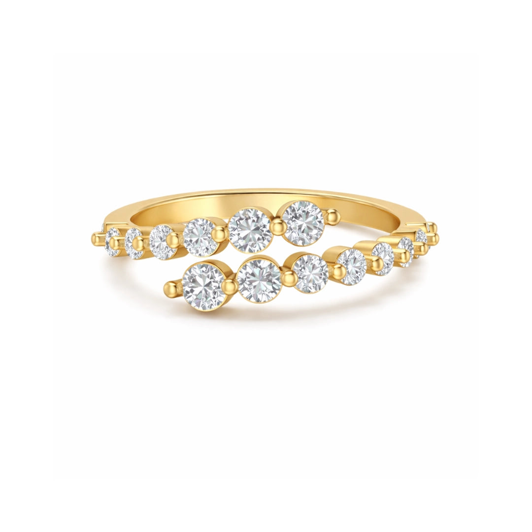 Gold Cascading Halo Ring