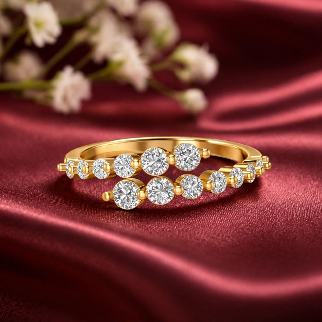Gold Cascading Halo Ring