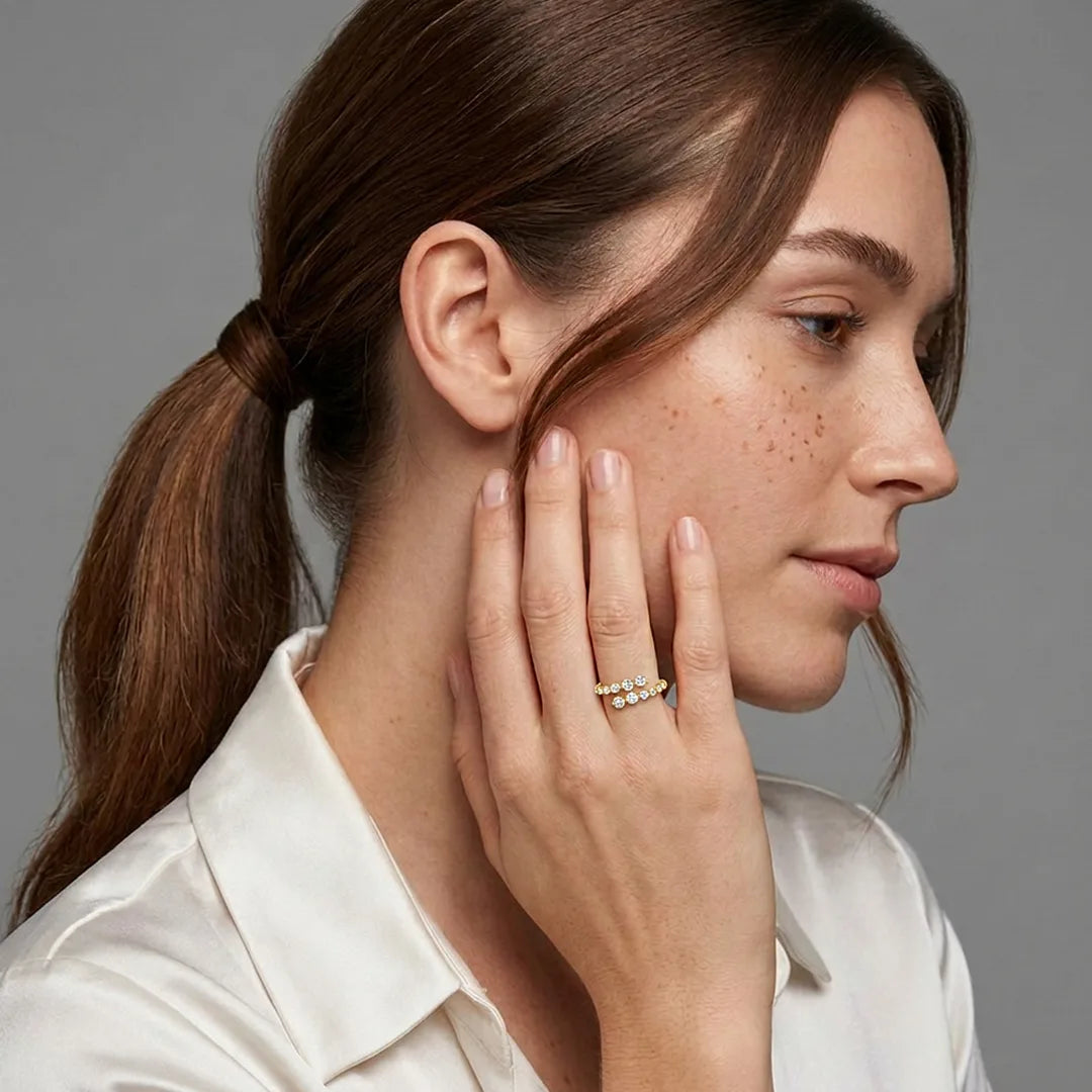 Gold Cascading Halo Ring