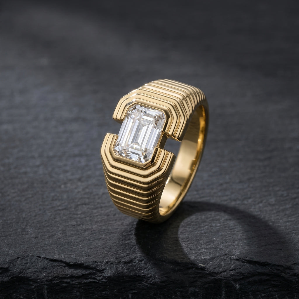 Gold Emerald Frame Ring