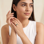 Silver Emerald Cushion Halo Ring