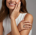 Silver Emerald Cushion Halo Ring
