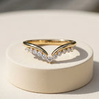 Gold V Curve Pave Ring