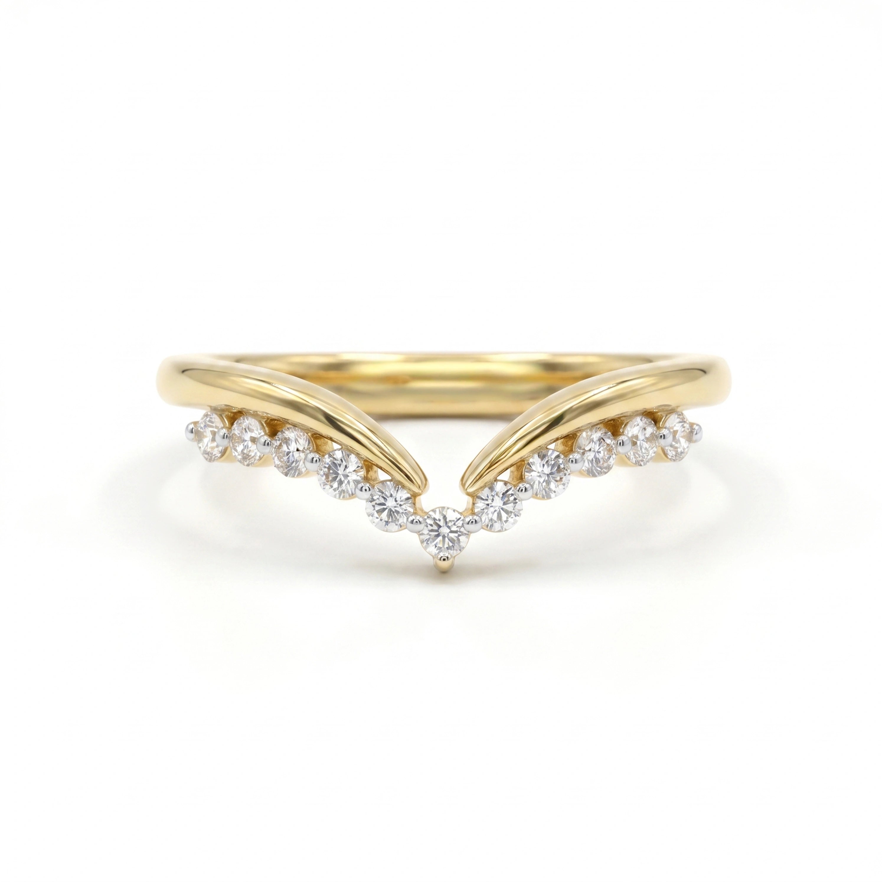 Gold V Curve Pave Ring